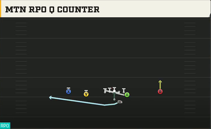 Stanford Offense Gun Doubles Y Off Mtn RPO 0 Counter play diagram