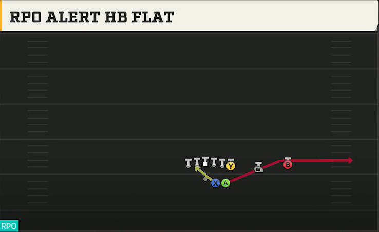 Spread Option (Alternate Offense) Gun Duo Over RPO Alert HB Flat play diagram