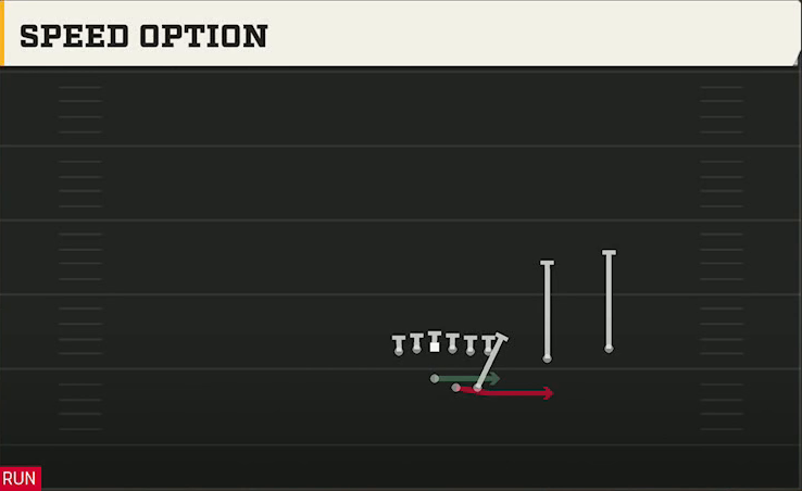 Spread Option (Alternate Offense) Gun Duo Over Load Option play diagram
