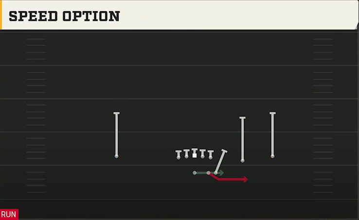 Spread (Alternate Offense) Gun Duo Slot Open Load Option play diagram