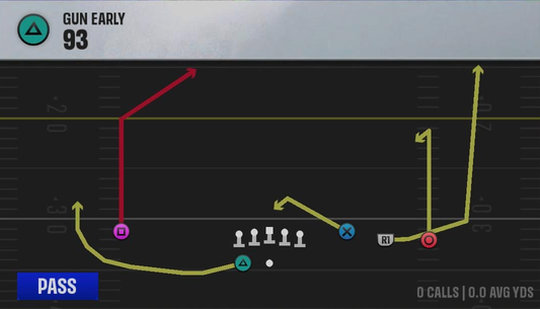Air Raid (Alternate Offense) Gun Early 93 play diagram