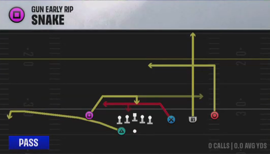 Air Raid (Alternate Offense) Gun Early Rip Snake play diagram