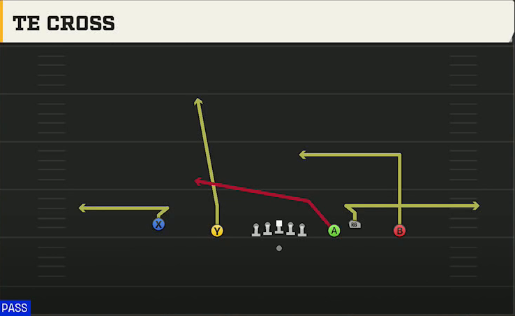 Michigan Offense Gun Empty Ace Trio TE Cross play diagram