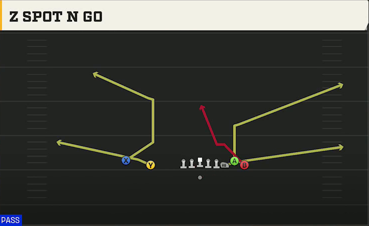 Virginia Offense Gun Empty Bunch Z Spot N Go play diagram