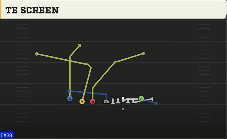 Central Michigan Offense Gun Empty Chips Quads TE Screen play diagram