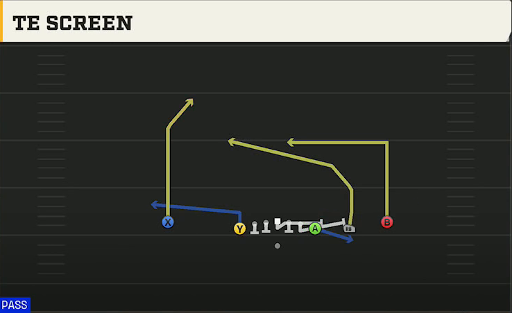 Purdue Offense Gun Empty Chips TE Screen play diagram
