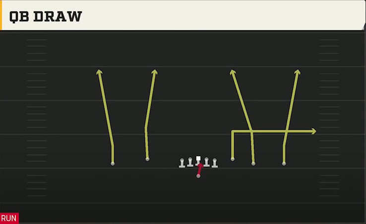Louisville Offense Gun Empty Trey Flex QB Draw play diagram