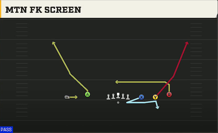 North Texas Offense Gun Empty Trips Speed Mtn FK Screen play diagram