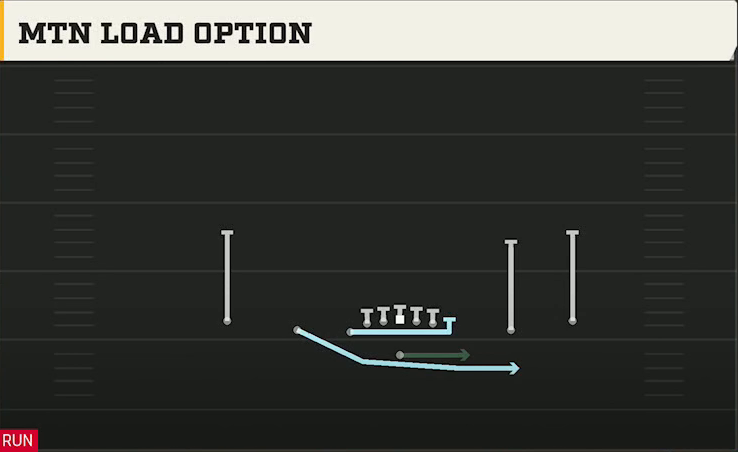 Kansas Offense Gun Empty Y Off Trips Mtn Load Option play diagram