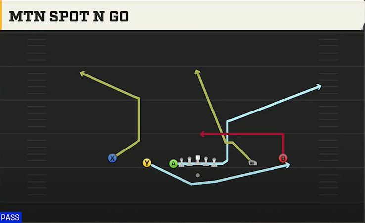 Kansas Offense Gun Empty Y Off Trips Mtn Spot N Go play diagram