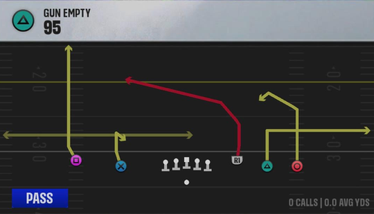 Air Raid (Alternate Offense) Gun Empty 95 play diagram