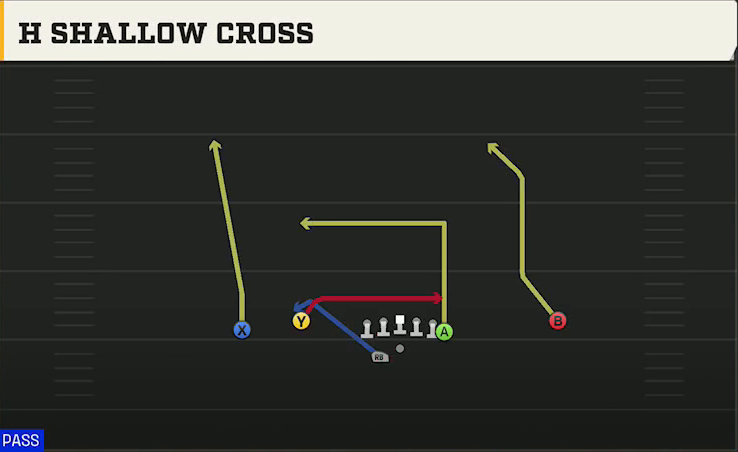 Miami Offense Gun Flex Y Off Wk H Shallow Cross play diagram