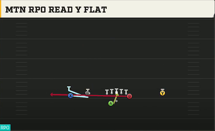 NC State Offense Gun Flex Y Off Wk Mtn RPO Read Y Flat play diagram