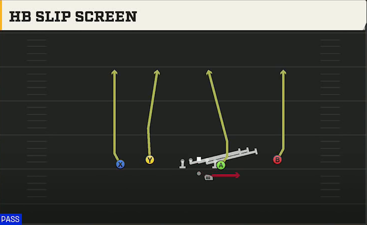 Charlotte Offense Gun Flex Y Off HB Slip Screen play diagram