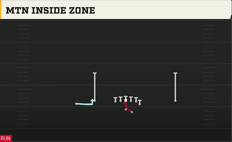 Charlotte Offense Gun Flex Y Off Mtn Inside Zone play diagram