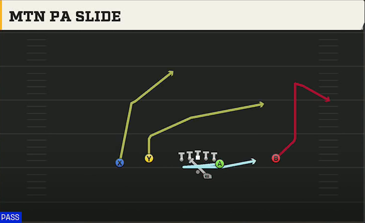 Charlotte Offense Gun Flex Y Off Mtn PA Slide play diagram