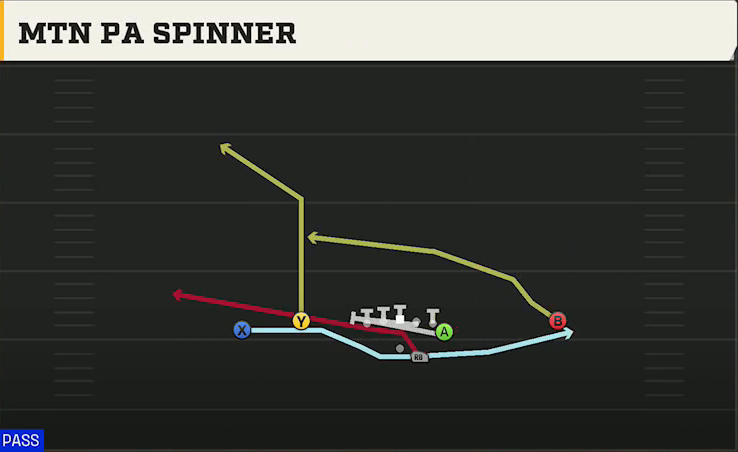 New Mexico Offense Gun Flex Y Off Mtn PA Spinner play diagram