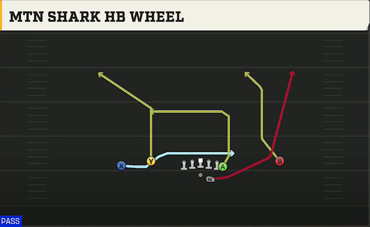 Coastal Carolina Offense Gun Flex Y Off Mtn Shark HB Wheel play diagram