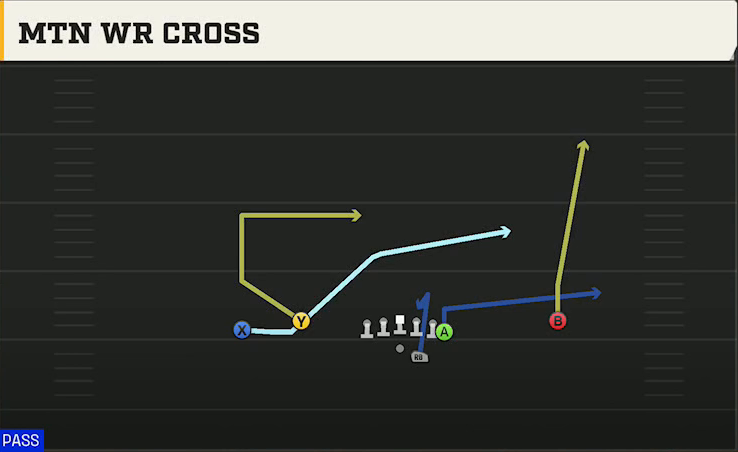 Charlotte Offense Gun Flex Y Off Mtn WR Cross play diagram