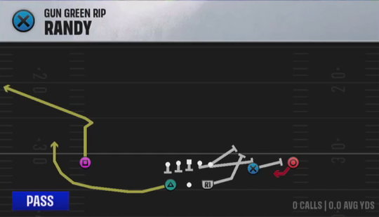 Air Raid (Alternate Offense) Gun Green Rip Randy play diagram