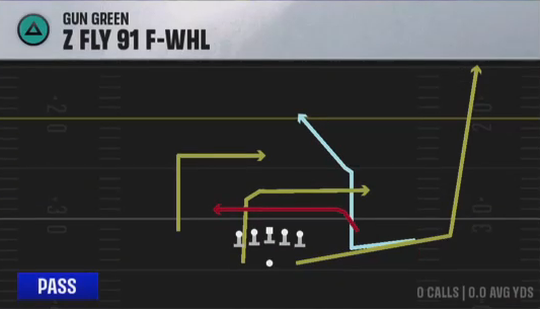 Air Raid (Alternate Offense) Gun Green Z Fly 91 F-whl play diagram