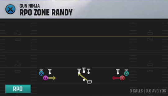 Air Raid (Alternate Offense) Gun Ninja Rpo Zone Randy play diagram
