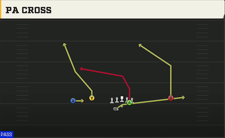 Clemson Offense Gun Slot Left Flex Wk PA Cross play diagram