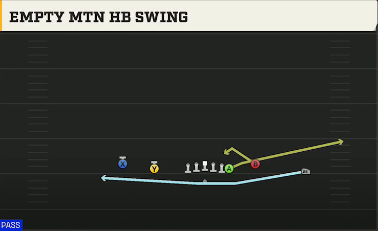UMass Offense Gun Normal Y Off Close Empty Mtn HB Swing play diagram