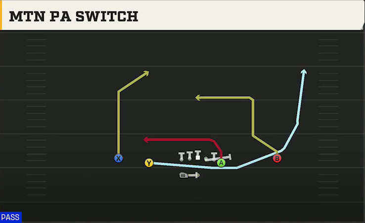 UCF Offense Gun Normal Y Off Wk Mtn PA Switch play diagram