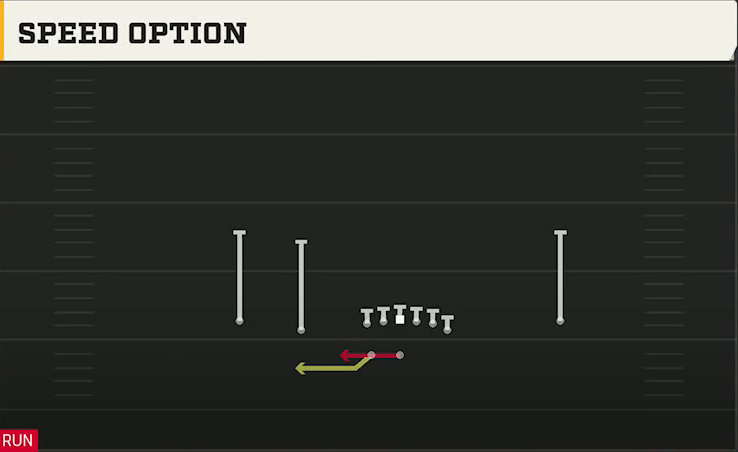 Delaware Offense Gun Normal Y Off Wk Speed Option play diagram