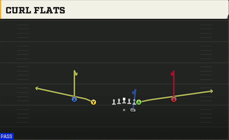 Marshall Offense Gun Normal Y Off Curl Flats play diagram