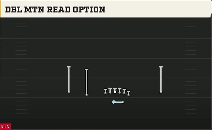 Virginia Offense Gun Normal Y Off Dbl Mtn Read Option play diagram