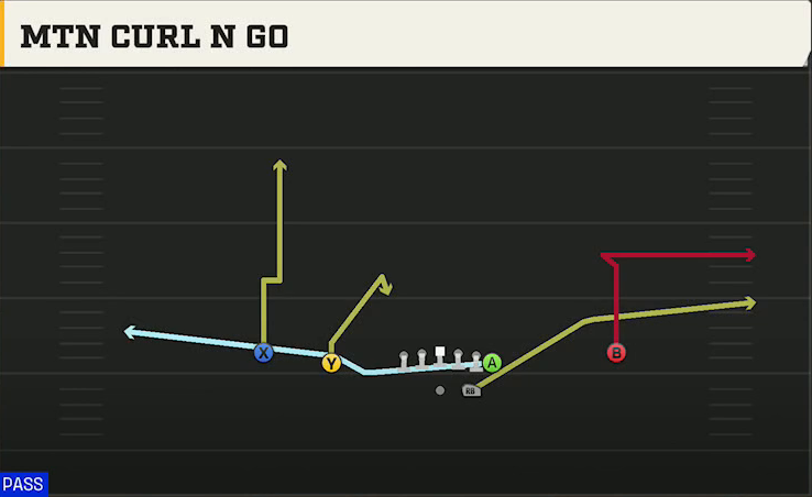 Georgia Offense Gun Normal Y Off Mtn Curl N Go play diagram