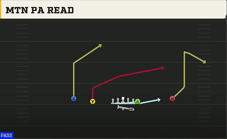 Alabama Offense Gun Normal Y Off Mtn PA Read play diagram