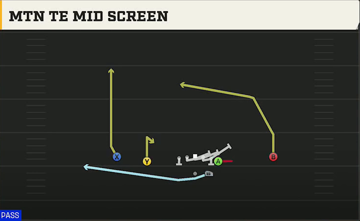 Oklahoma State Offense Gun Normal Y Off Mtn TE Mid Screen play diagram