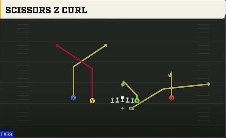 Minnesota Offense Gun Normal Y Off Scissors Z Curl play diagram