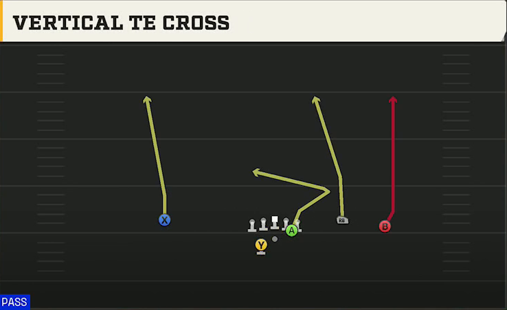 Clemson Offense Gun Open Flex Wk Vertical TE Cross play diagram