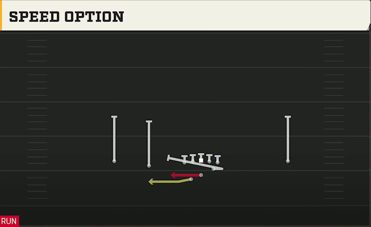 NC State Offense Gun Slot Left Wk Speed Option play diagram
