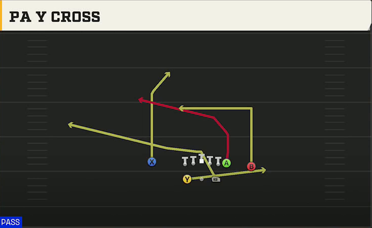 Utah State Offense Gun Split Close Pro PA Y Cross play diagram