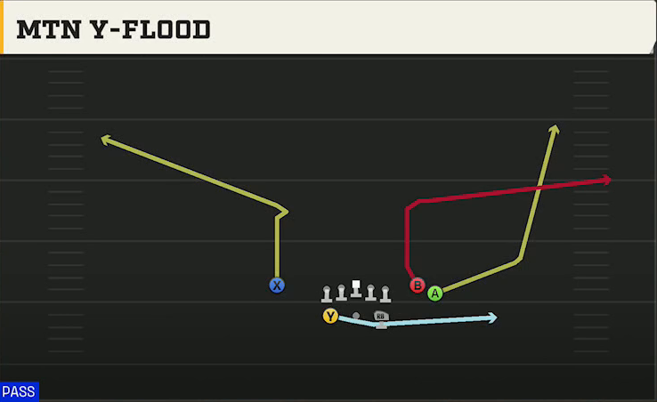 Iowa State Offense Gun Split Close Mtn Y-flood play diagram