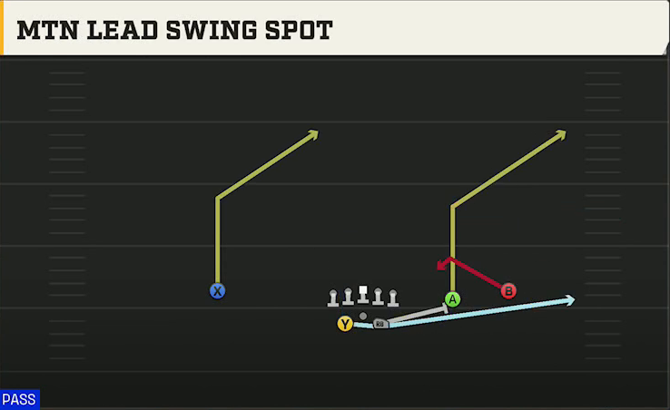 Nevada Offense Gun Split Slot Offset Mtn Lead Swing Spot play diagram