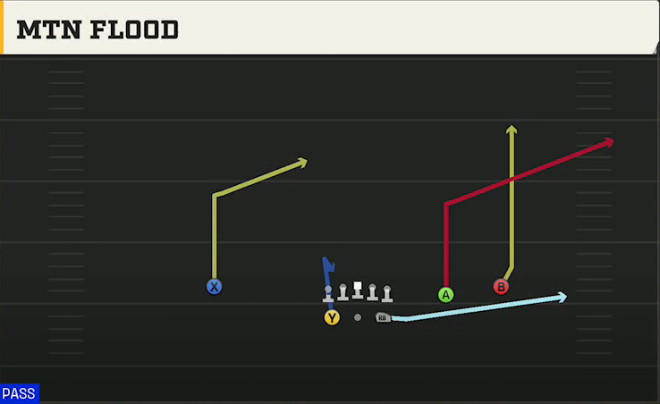 Texas A&M Offense Gun Split Slot Open Mtn Flood play diagram