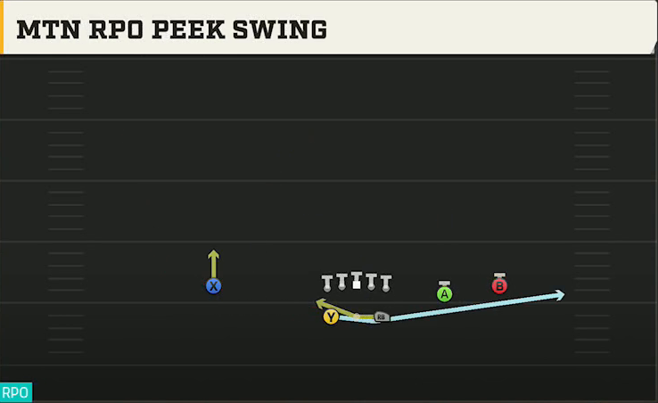 Utah Offense Gun Split Slot Open Mtn RPO Peek Swing play diagram
