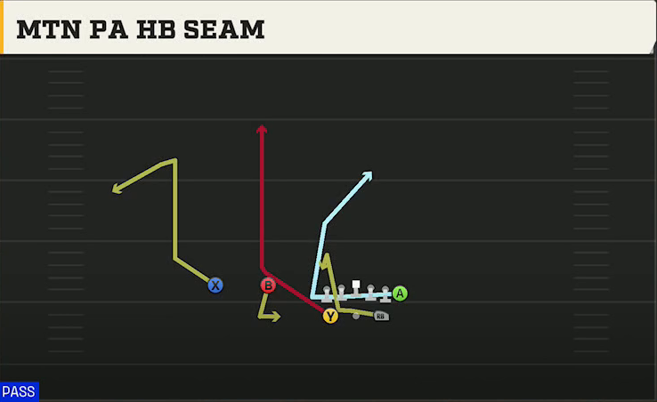 Boise State Offense Gun Split Twins Y Off Mtn PA HB Seam play diagram