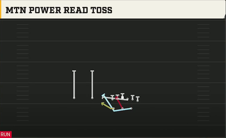 Florida Offense Gun Split Twins Y Off Mtn Power Read Toss play diagram