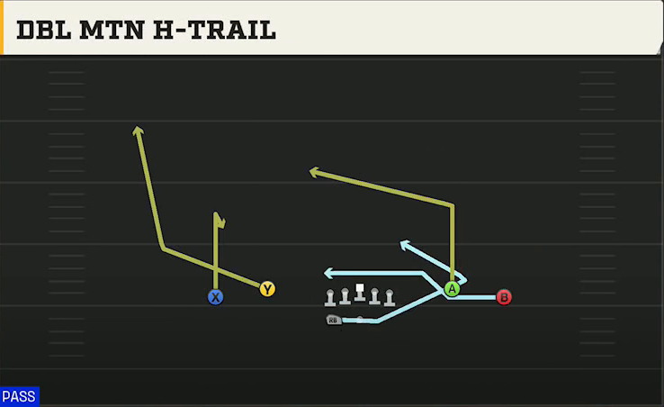 Iowa State Offense Gun Spread Dbl Flex Wk Dbl Mtn H-trail play diagram