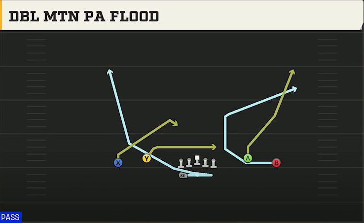 Iowa State Offense Gun Spread Dbl Flex Wk Dbl Mtn PA Flood play diagram