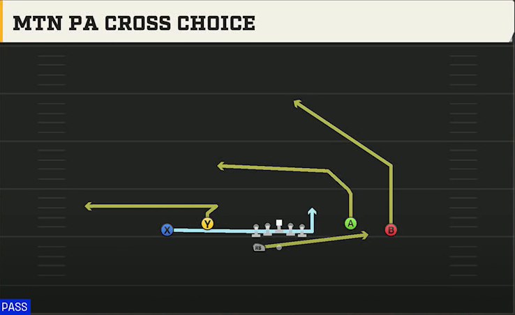 Georgia State Offense Gun Spread Dbl Flex Wk Mtn PA Cross Choice play diagram