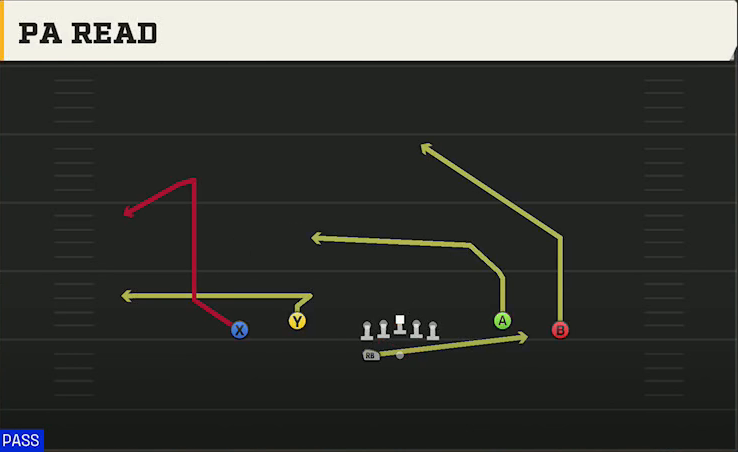 Washington State Offense Gun Spread Dbl Flex Wk PA Read play diagram