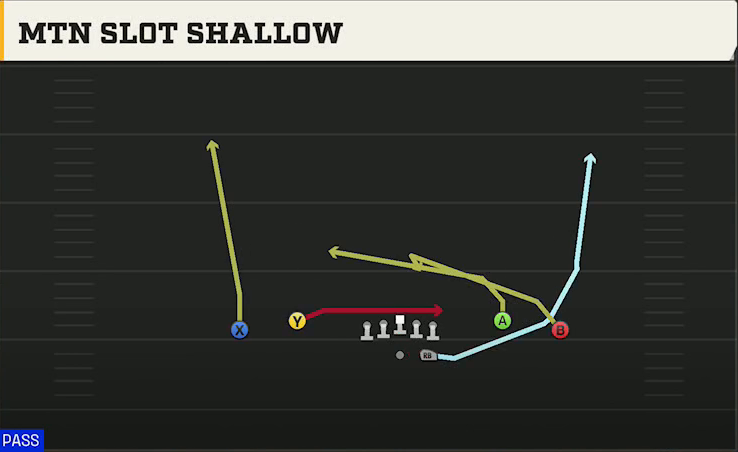 Purdue Offense Gun Spread Dbl Flex Mtn Slot Shallow play diagram